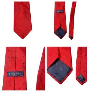 Brooks Brothers Silk Red Tie with Blue Dot